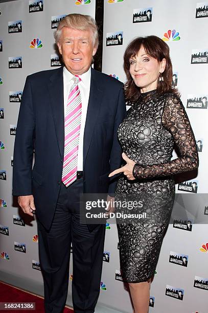 Donald Trump and Marilu Henner attend "The Celebrity Apprentice All-Stars" Red Carpet at Trump Tower on May 7, 2013 in New York City.