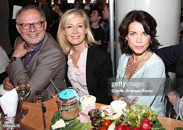 Axel Milberg, Judith Milberg and Gerit Kling attend roofing ceremony at BMW new Berlin location at BMW Niederlassung Berlin on May 7, 2013 in Berlin,...