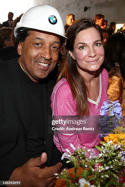 Cherno Jobatey and Alexandra Kamp attend roofing ceremony at BMW new Berlin location at BMW Niederlassung Berlin on May 7, 2013 in Berlin, Germany.