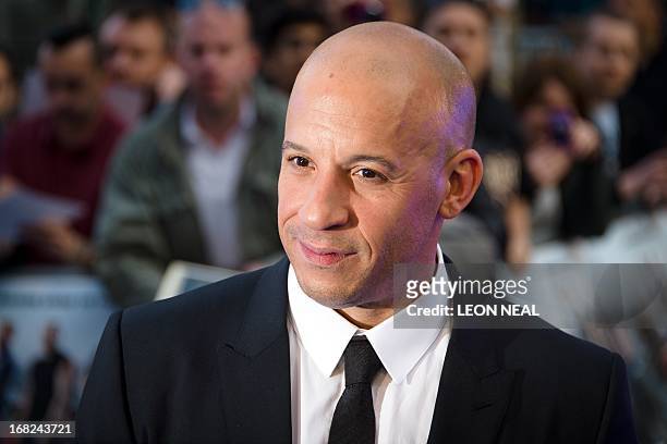 Actor Vin Diesel arrives at the world premiere of "Fast and Furious 6" at the Empire cinema in Leicester Square in central London on May 7, 2013....
