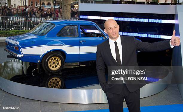 Actor Vin Diesel arrives at the world premiere of "Fast and Furious 6" at the Empire cinema in Leicester Square in central London on May 7, 2013....