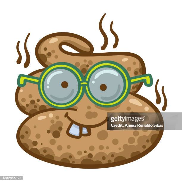 funny nerd turd cartoon isolated on white - unpleasant smell stock illustrations