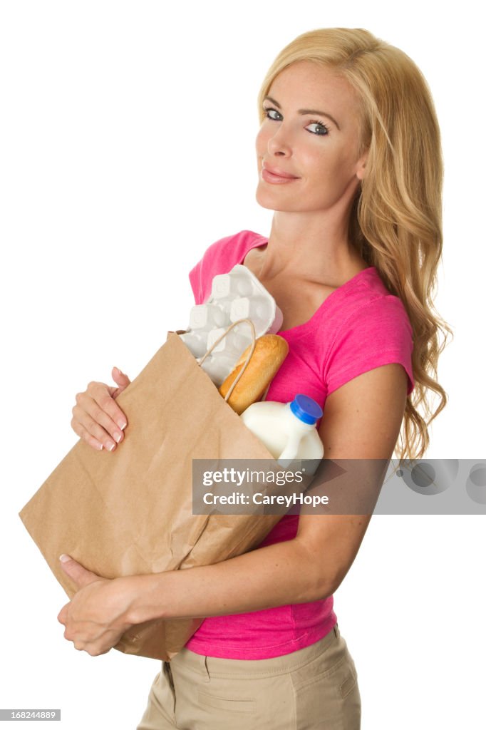 Woman with healthy groceries