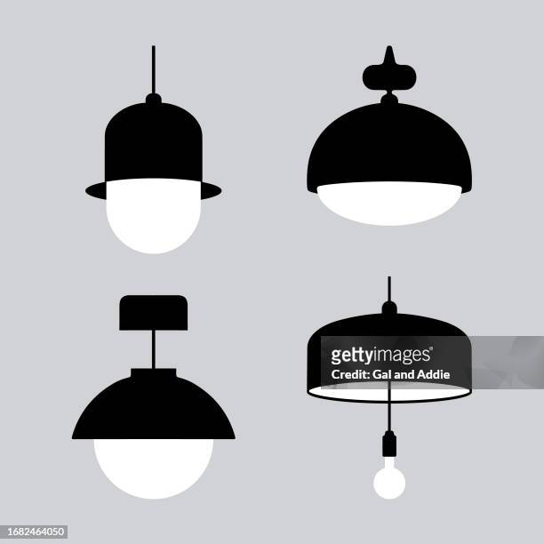 hanging lamp icons - ceiling stock illustrations