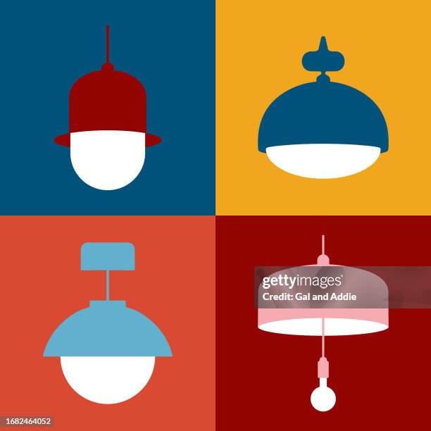 pendant lamp icons - ceiling light stock illustrations