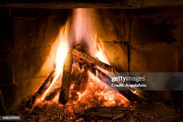 rustic wood-burning fireplace - fancy outdoor fireplace stock pictures, royalty-free photos & images