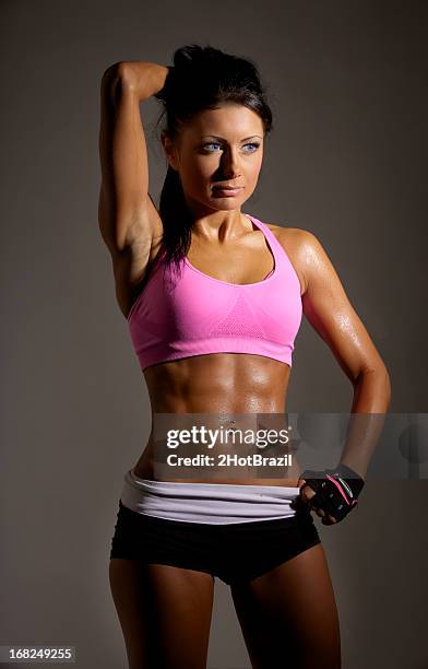 young woman with sweaty fitness body - 2hotbrazil bildbanksfoton och bilder