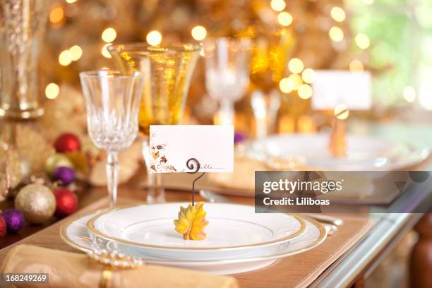 holiday dining - place card stock pictures, royalty-free photos & images