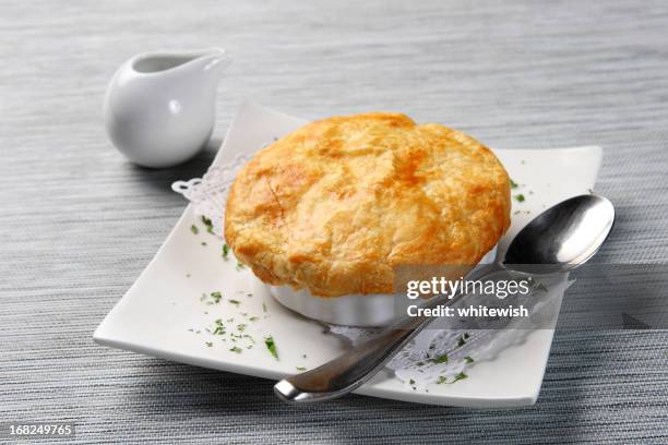 chicken pot pie - savoury pie stock pictures, royalty-free photos & images