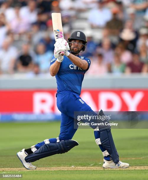 Dawid Malan of England bats during the 4th Metro Bank One Day International between England and New Zealand at Lord's Cricket Ground on September 15,...