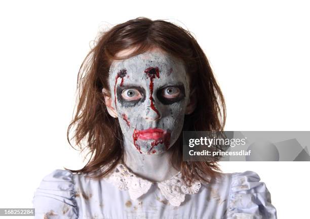 creepy zombie - halloween zombie makeup stock pictures, royalty-free photos & images