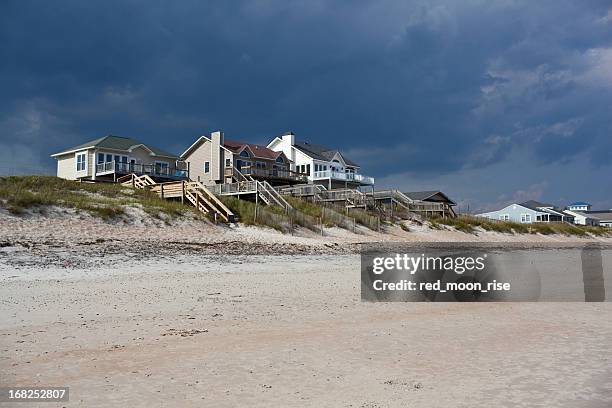 vacation homes on topsail island - nc outer banks - beach house balcony stock pictures, royalty-free photos & images