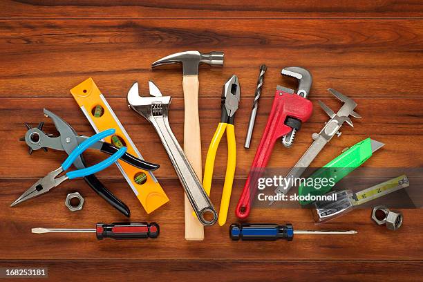 construction equipment on wood - fan shape stock pictures, royalty-free photos & images