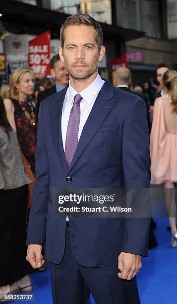 Actor Paul Walker attends the "Fast & Furious 6" World Premiere at The Empire, Leicester Square on May 7, 2013 in London, England.