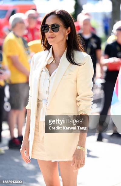 Meghan, Duchess of Sussex attends the cycling medal ceremony at the Cycling Track during day six of the Invictus Games Düsseldorf 2023 on September...