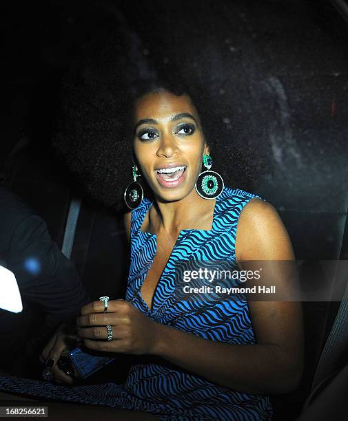 Actress and singer Solange Knowles leaves the 'PUNK: Chaos To Couture' Costume Institute Gala after party at the Standard Hotel on May 6, 2013 in New...
