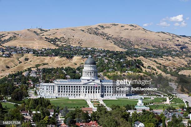 aerial of utah state capitol - senate republicans elect leaders for next congress stock pictures, royalty-free photos & images