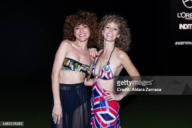 Cayetana Cabezas and Esther Acebo attend the front row at the Dolores Cortes fashion show during the Mercedes Benz Fashion Week Madrid at Ifema on...