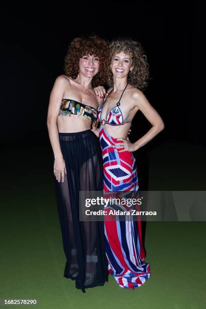 Cayetana Cabezas and Esther Acebo attend the front row at the Dolores Cortes fashion show during the Mercedes Benz Fashion Week Madrid at Ifema on...