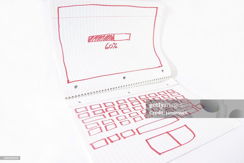 Notebook computer concept in funny depiction