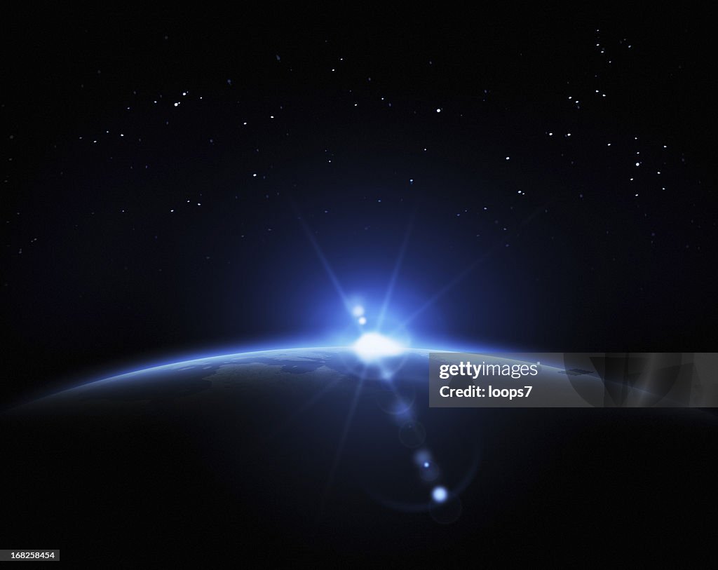 Lever du soleil dans l'espace