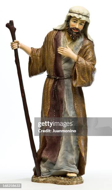 st joseph - nativity scene white background stock pictures, royalty-free photos & images