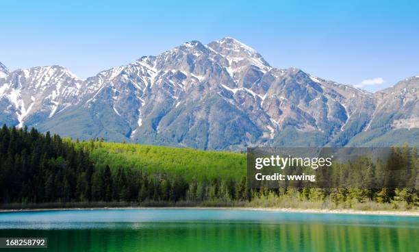 patricia lake and pyramid mountain - jasper canada stock pictures, royalty-free photos & images