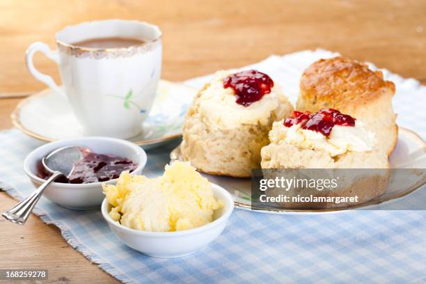 english cream tea - cornwall england stock pictures, royalty-free photos & images