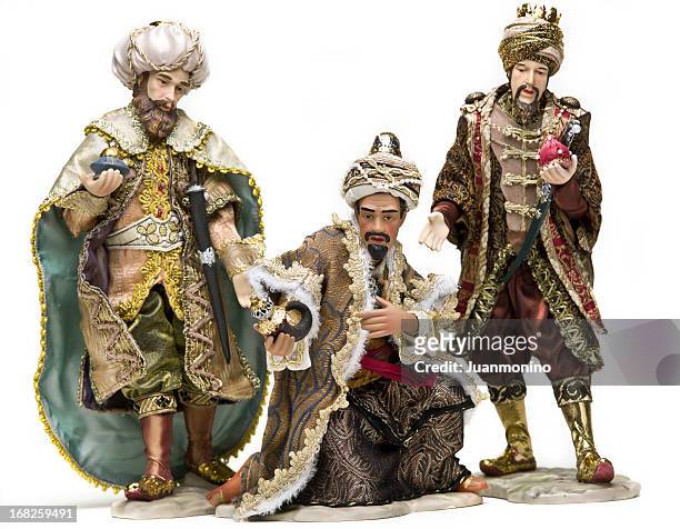 figuras em argila, ilustrando as três sábios de reis - três reis magos - fotografias e filmes do acervo