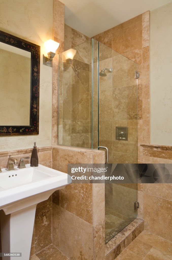 Close up of shower and tile design