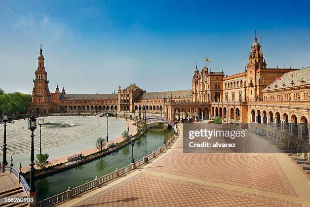 plaza de espana in seville - town square stock pictures, royalty-free photos & images