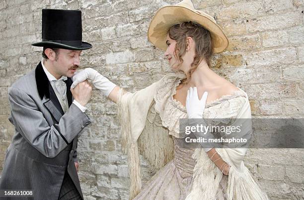 english mann mit guten maners! - kissing hand stock-fotos und bilder