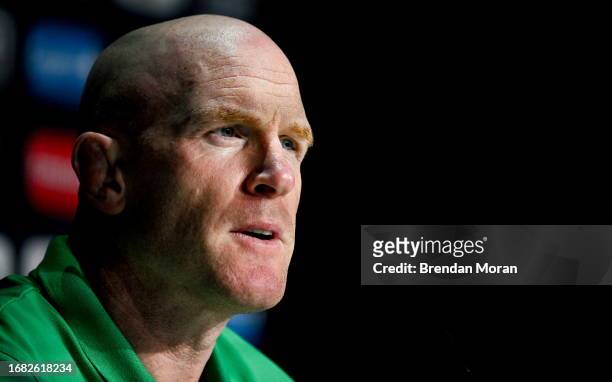 Paris , France - 22 September 2023; Forwards coach Paul O'Connell during a media conference after the Ireland rugby squad captain's run at the Stade...
