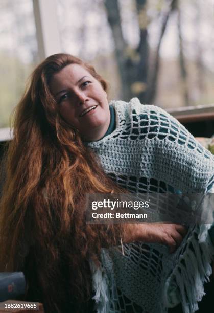 Australian author Colleen McCullough posing for photographs at a friend's home in Guilford, Connecticut, May 13th 1977.