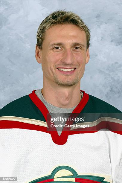 Lubomir Sekeras of the Minnesota Wild poses for a portrait on September 1, 2002 at the Xcel Energy Center in St. Paul, Minnesota.