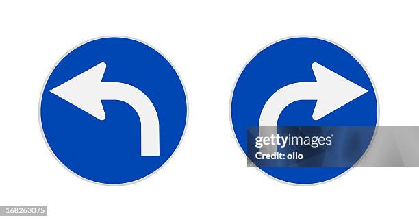 german traffic signs, turn left, right - left handed stock pictures, royalty-free photos & images