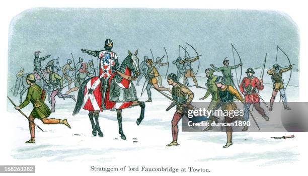 battle of towton 1461 - longbow stock illustrations