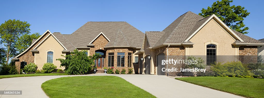 Large Brick Stucco Mansion Home Panorama