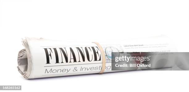 finance newspaper - rolled newspaper stock pictures, royalty-free photos & images