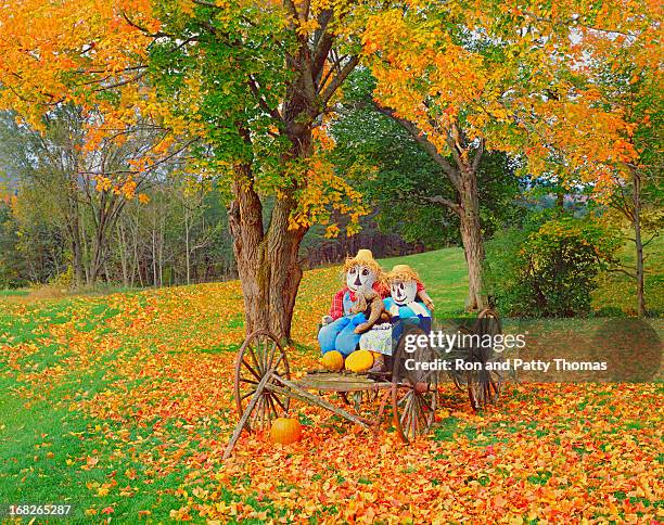 autumn country side in vermont - scarecrow stock pictures, royalty-free photos & images