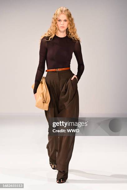 Model on the runway at the Philosophy di Lorenzo Serafini Spring 2024 Ready To Wear Fashion Show on September 22, 2023 in Milan, Italy.