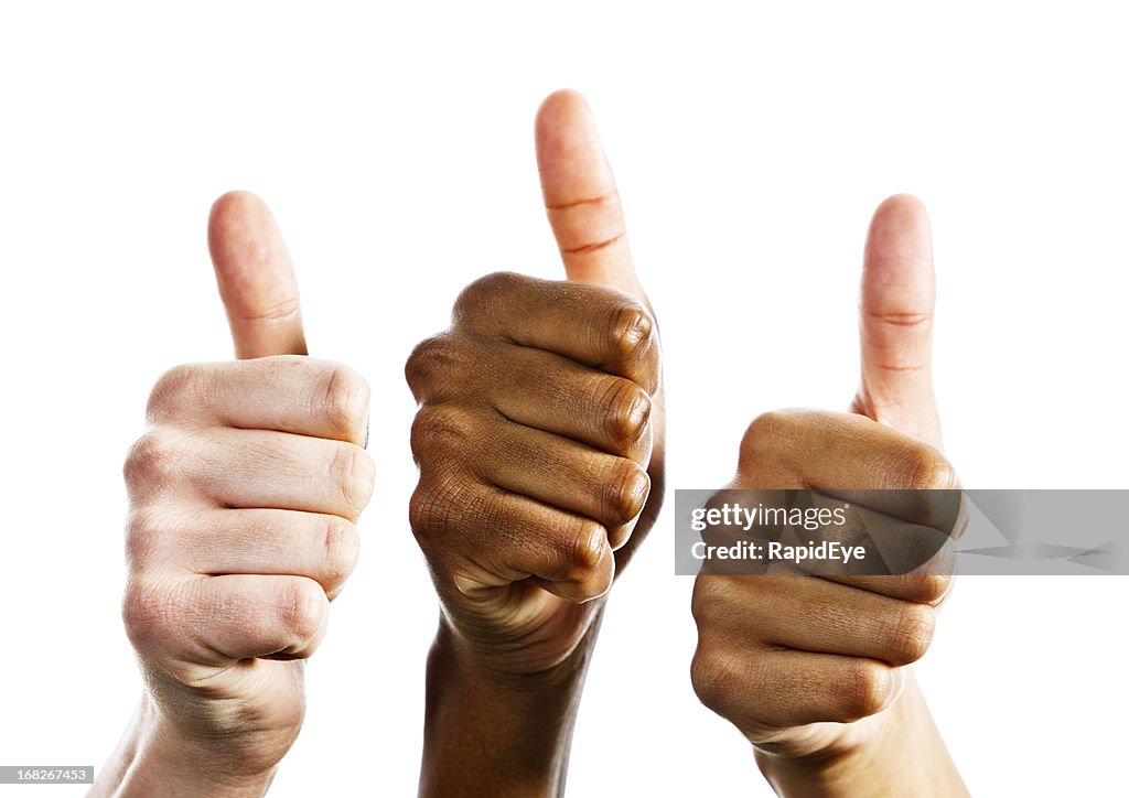 Thumbs up x three = enthusiastic approval