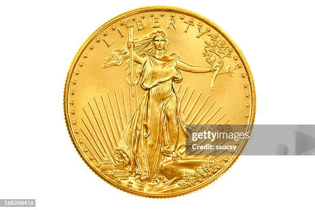 american eagle investment obverse gold münze kantille - geldmünze stock-fotos und bilder