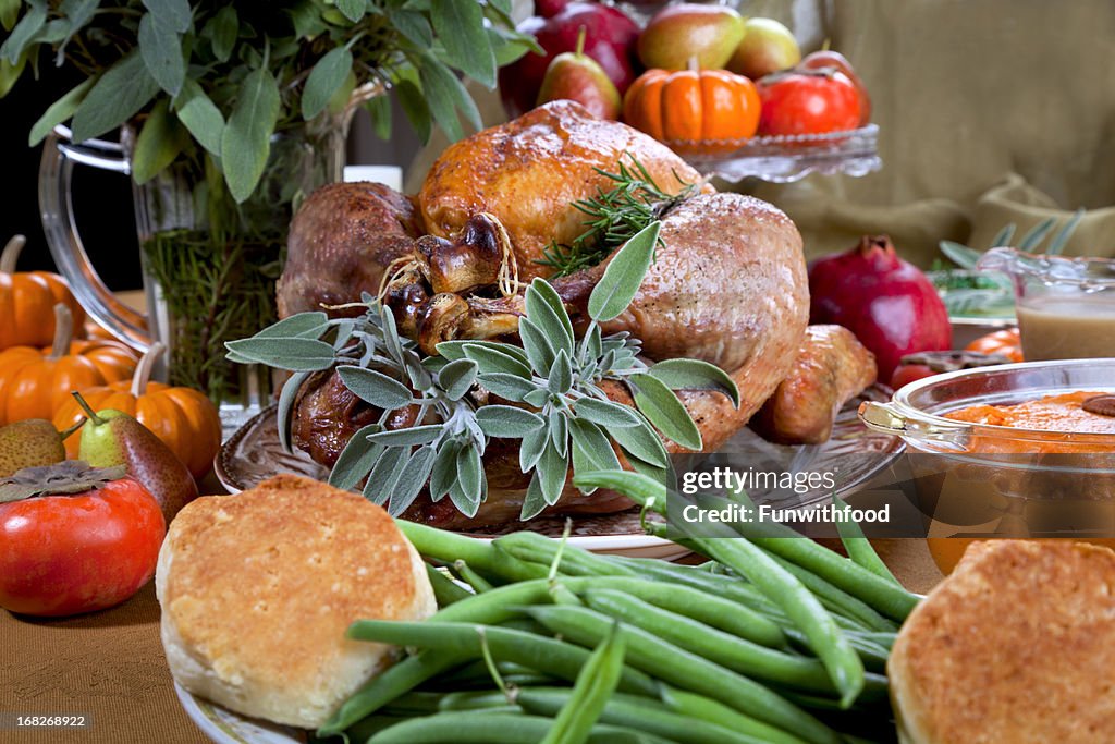 Christmas & asada Turquía la cena del Día de Acción de gracias