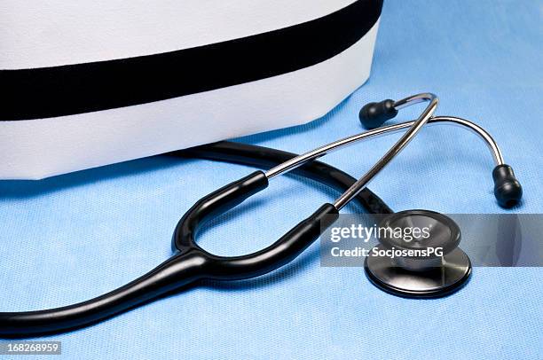 nursing cap and stethoscope - nurse hat stock pictures, royalty-free photos & images