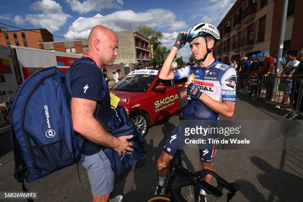 James Knox of The United Kingdom and Team Soudal - Quick Step reacts after the 78th Tour of Spain 2023, Stage 19 a 177.1km stage from La Bañeza to...