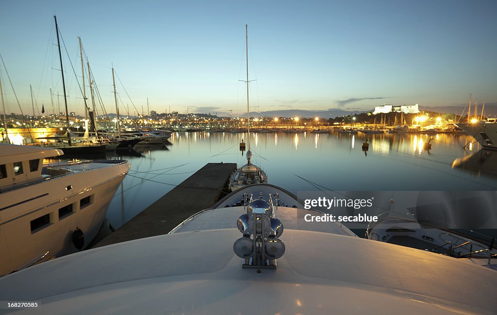 Dusk over Antibes harbour
