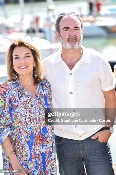 Nicole Calfan and Bruno Solo attend the "Tout Cela Je Te Le Donnerai" photocall during the 25th La Rochelle Fiction Festival on September 15, 2023 in...