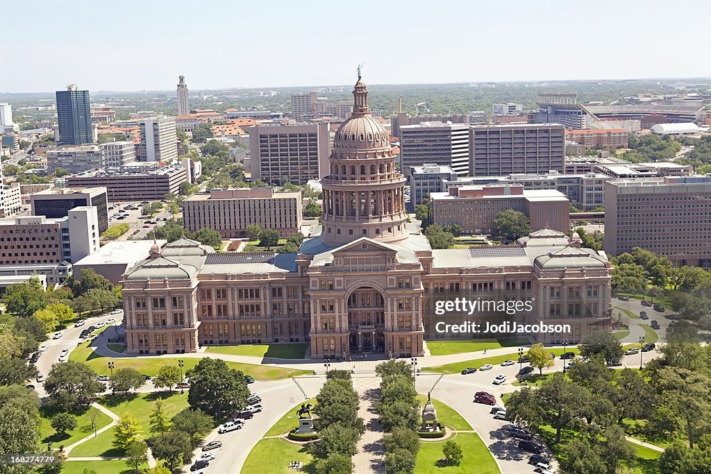 Vue aérienne du Capitole de l'État du Texas à Austin