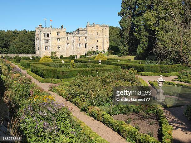 chillingham castle and gardens, northumberland - northumberland stock pictures, royalty-free photos & images